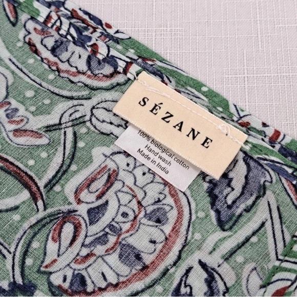 Sezane Green and Blue Patterned Scarf - Picture 7 of 7